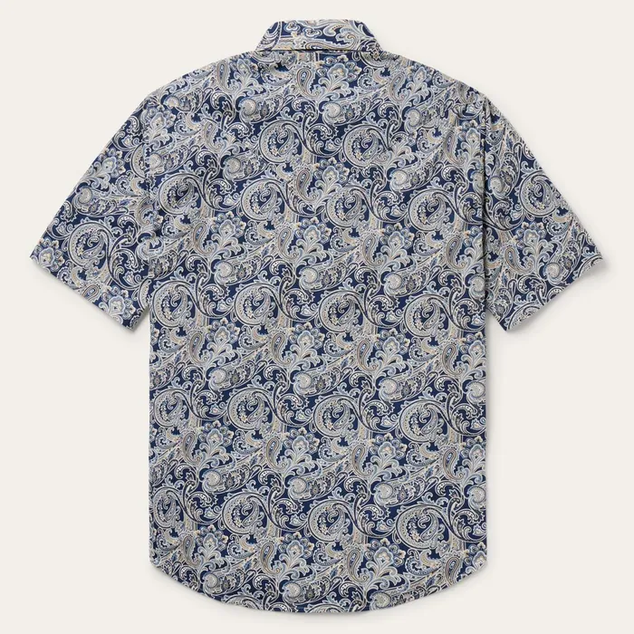 Stetson Classic Cut Men Greenspring Paisley Short Sleeve Western Shirt Blue