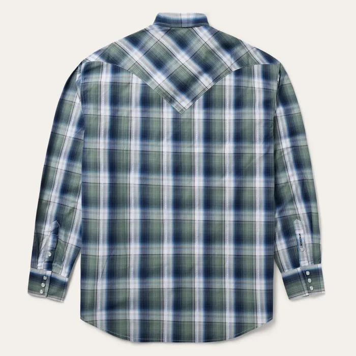 Stetson Classic Cut Men Lucky Diamond Plaid Western Shirt Green