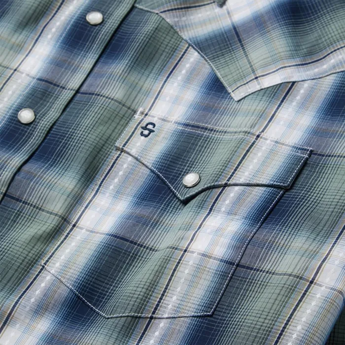 Stetson Classic Cut Men Lucky Diamond Plaid Western Shirt Green