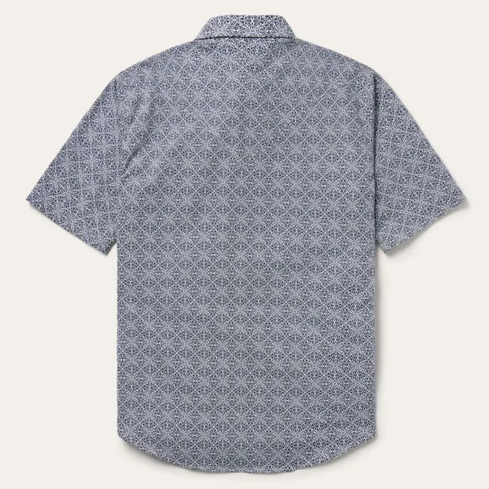 Stetson Classic Cut Men Navy Print Short Sleeve Western Shirt Blue