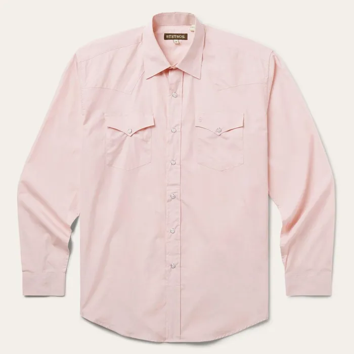 Stetson Classic Cut Men Pink EndOnEnd Western Shirt Pink