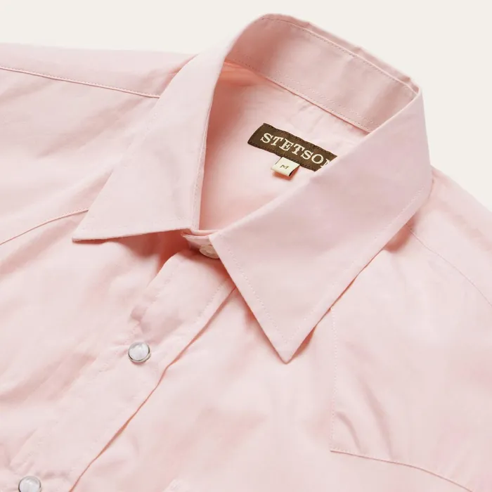 Stetson Classic Cut Men Pink EndOnEnd Western Shirt Pink