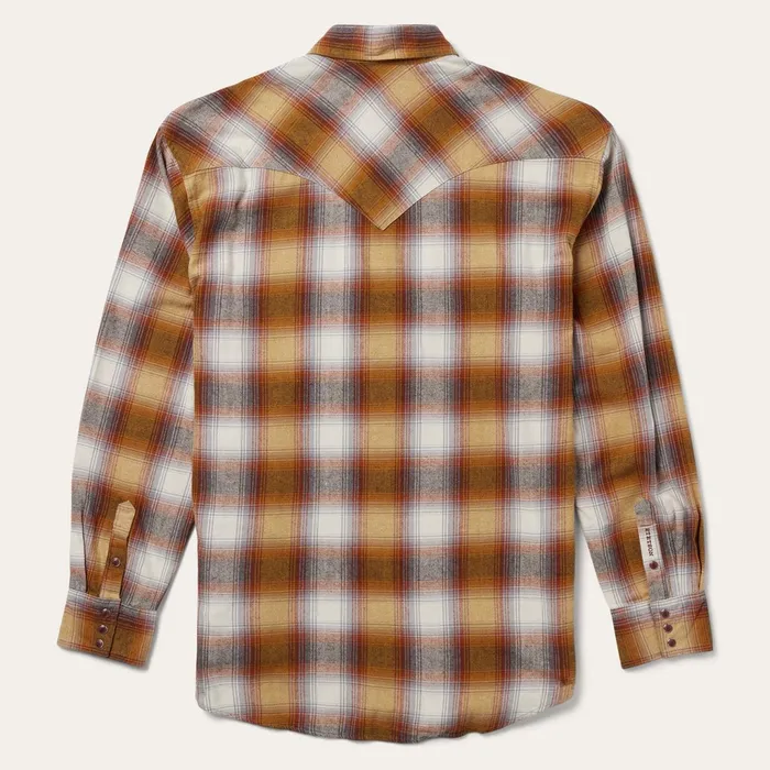 Stetson Classic Cut Men Rust Plaid Flannel Western Shirt Brown