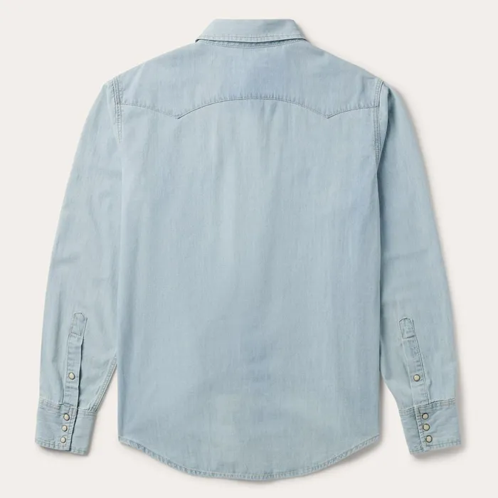 Stetson Denim Shirts Men Light Blue Denim Western Shirt Blue