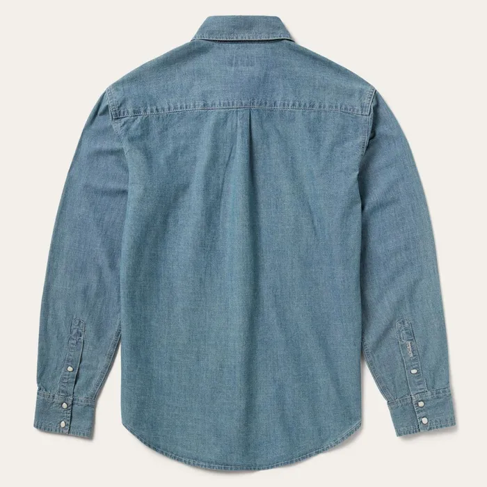 Stetson Denim Shirts Men One Pocket Chambray Denim Shirt Blue