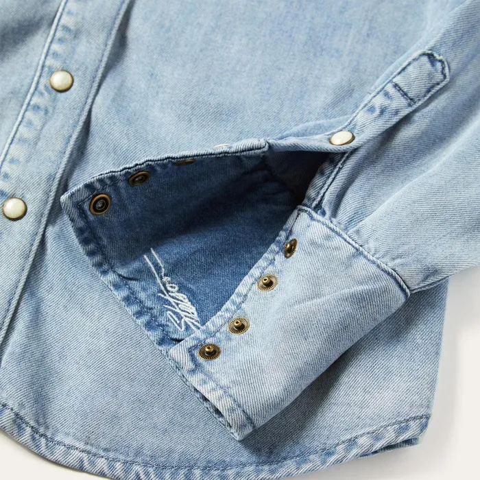 Stetson Denim Shirts Women Curved Yoke Western Denim Shirt Blue