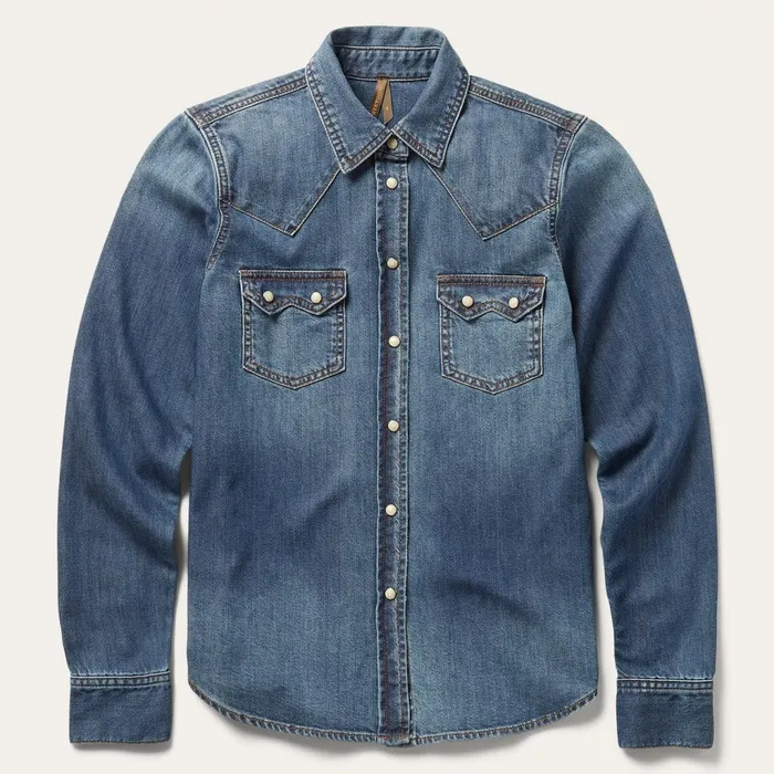 Stetson Denim Shirts Women Distressed Denim Shirt Blue