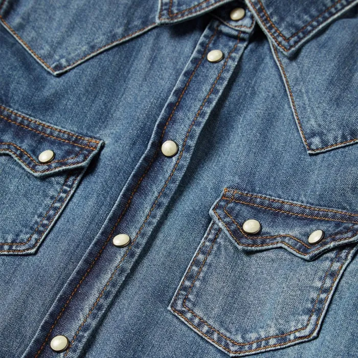 Stetson Denim Shirts Women Distressed Denim Shirt Blue
