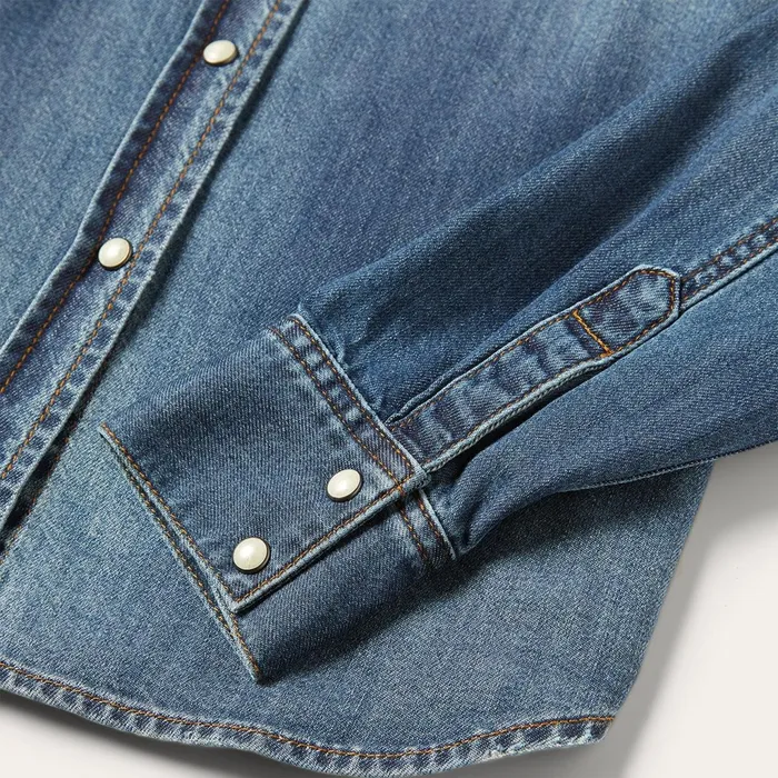 Stetson Denim Shirts Women Distressed Denim Shirt Blue