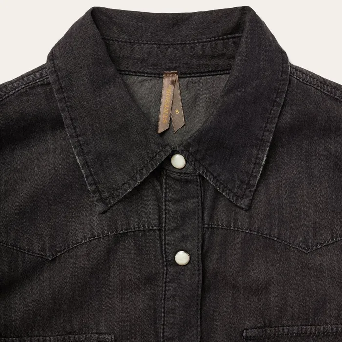 Stetson Denim Shirts Women Embroidered Black Denim Shirt Black