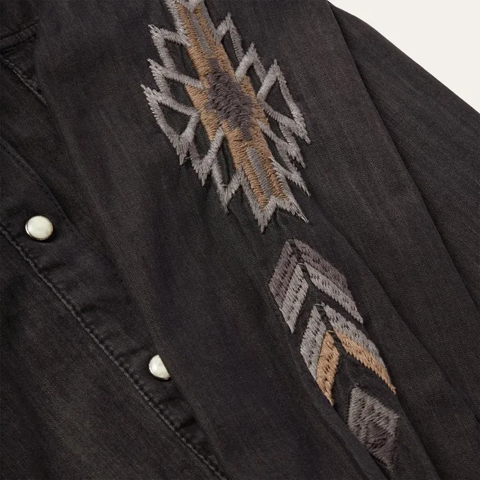 Stetson Denim Shirts Women Embroidered Black Denim Shirt Black