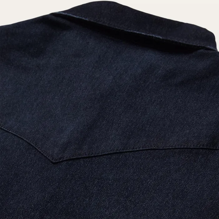 Stetson Denim Shirts Women Embroidered Dark Denim Snap Front Shirt Blue