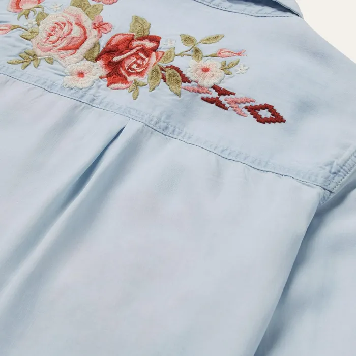 Stetson Denim Shirts Women LongSleeved Embroidered Shirt Blue