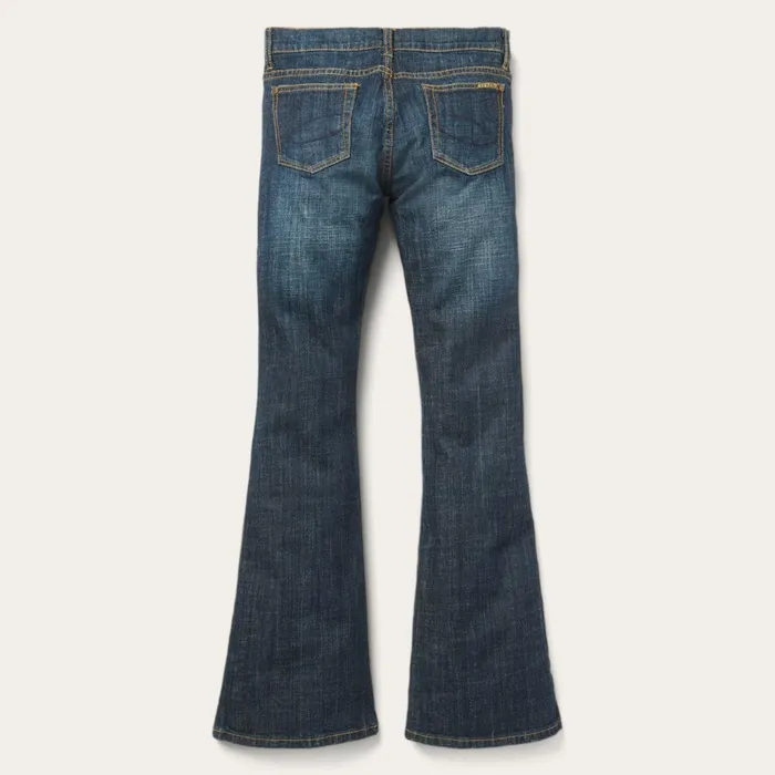 Stetson Denim Women 816 Classic Boot Cut Jeans In Dark Wash Blue