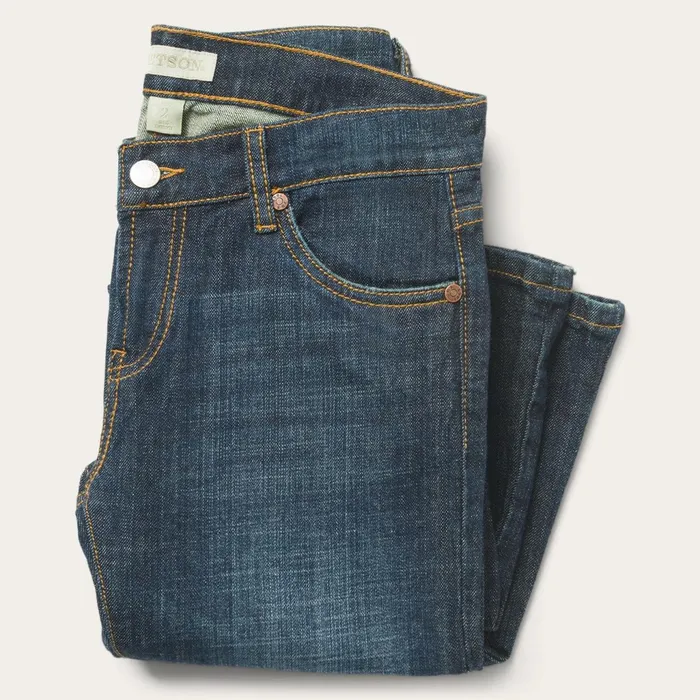 Stetson Denim Women 816 Classic Boot Cut Jeans In Dark Wash Blue