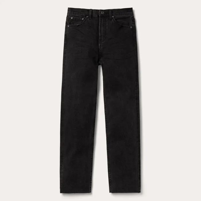 Stetson Denim Women 915 High Rise Straight Fit Crop Jeans Black