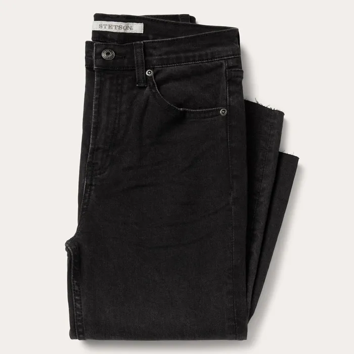 Stetson Denim Women 915 High Rise Straight Fit Crop Jeans Black
