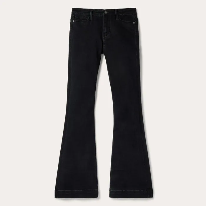 Stetson Denim Women 921 High Rise Flare Jeans Black