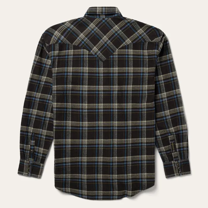 Stetson Flannel Shirts Men Brown Plaid Flannel Western Shirt Brown