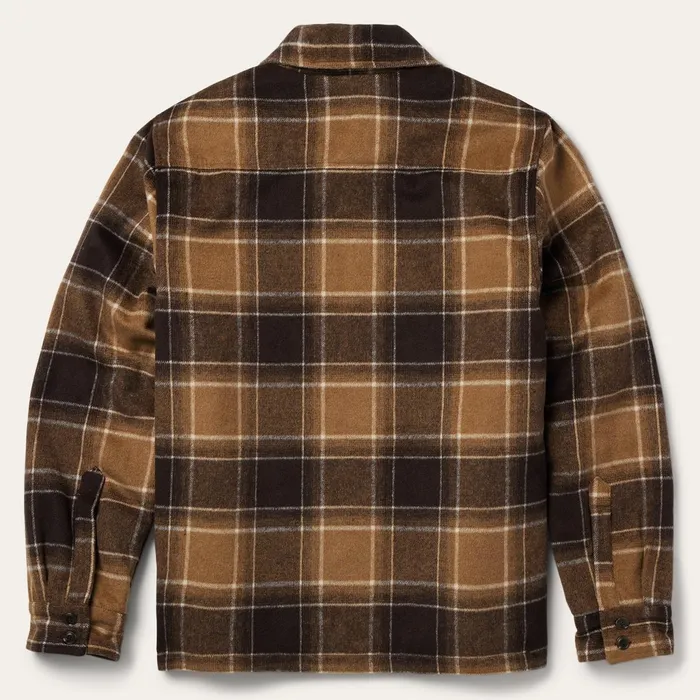 Stetson Flannel Shirts Men Brown Plaid Western Coat Brown