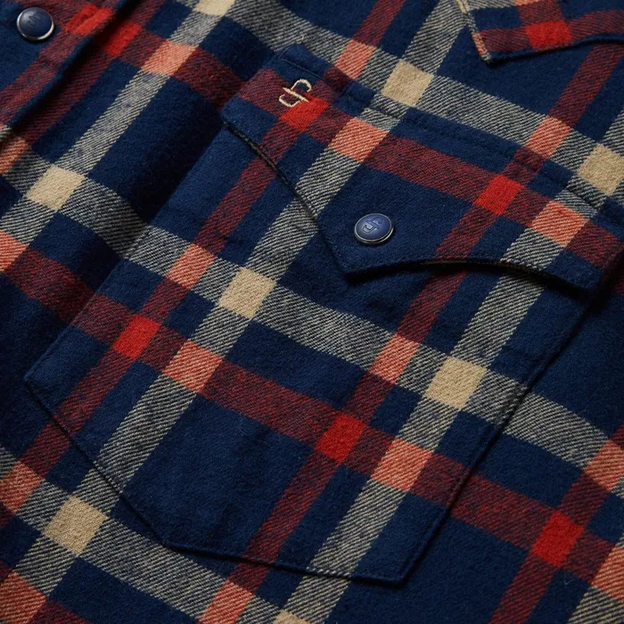 Stetson Flannel Shirts Men Brushed Twill Plaid Shirt Blue