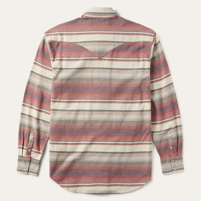Stetson Flannel Shirts Men Brushed Twill Striped Shirt Red