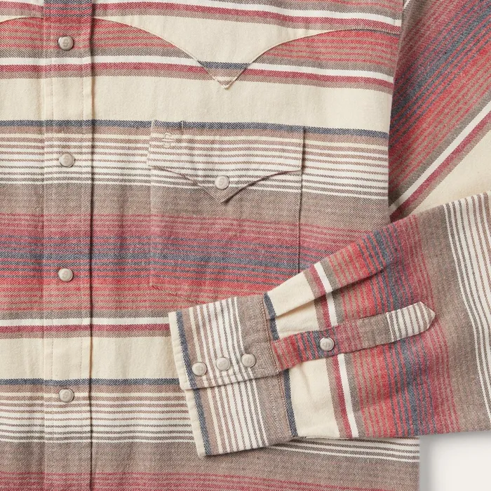 Stetson Flannel Shirts Men Brushed Twill Striped Shirt Red