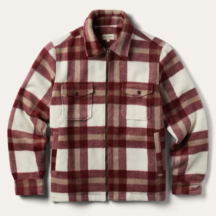 Stetson Flannel Shirts Men Plaid Lined JacShirt Red