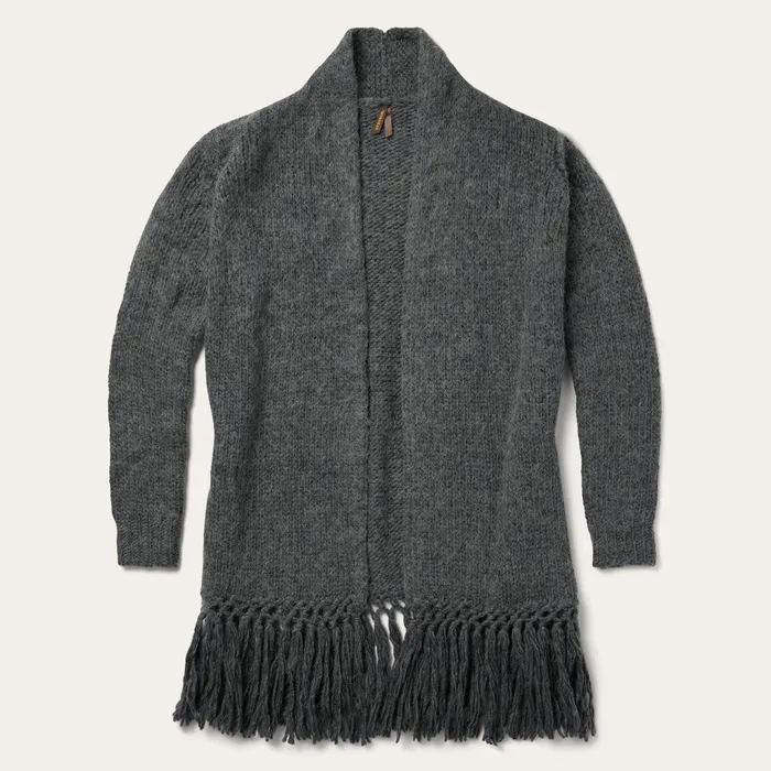 Stetson Fringe Jackets Women Charcoal Fringed Cardigan Grey