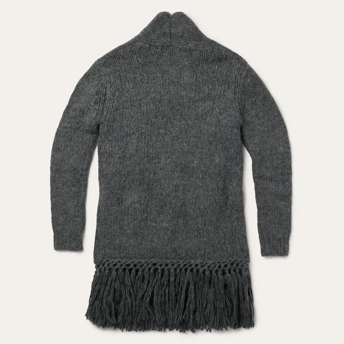 Stetson Fringe Jackets Women Charcoal Fringed Cardigan Grey