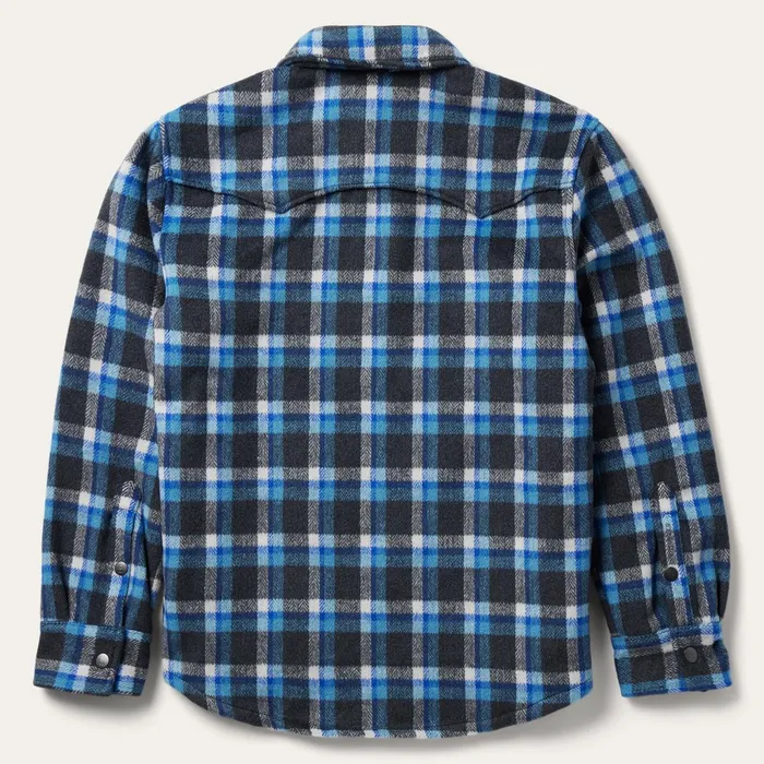 Stetson Jackets Men Blue Plaid Quilted Shirt Jacket Blue