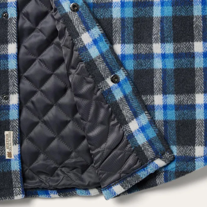Stetson Jackets Men Blue Plaid Quilted Shirt Jacket Blue