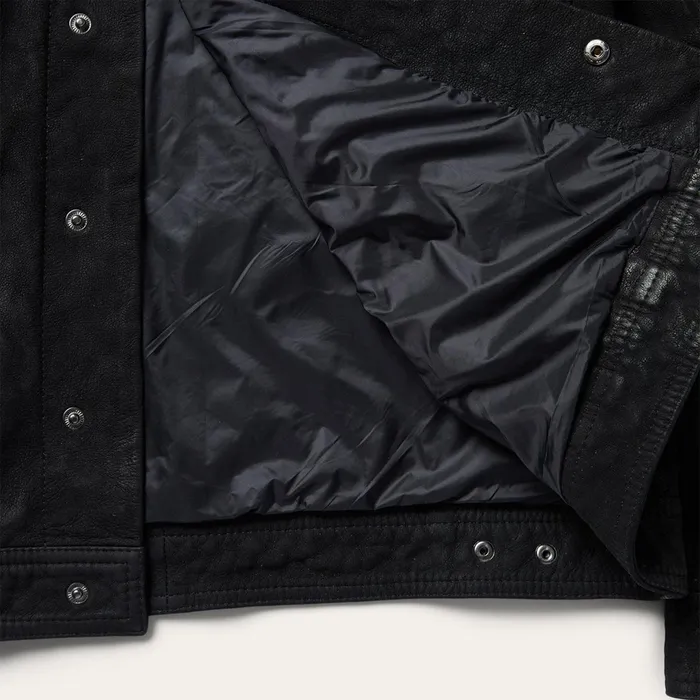 Stetson Jackets Men Leather Jean Jacket Black