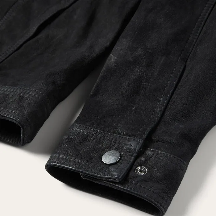 Stetson Jackets Men Leather Jean Jacket Black