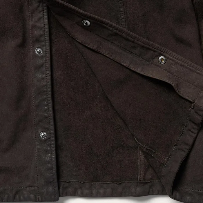 Stetson Jackets Men Leather Western Shirt Jacket Brown