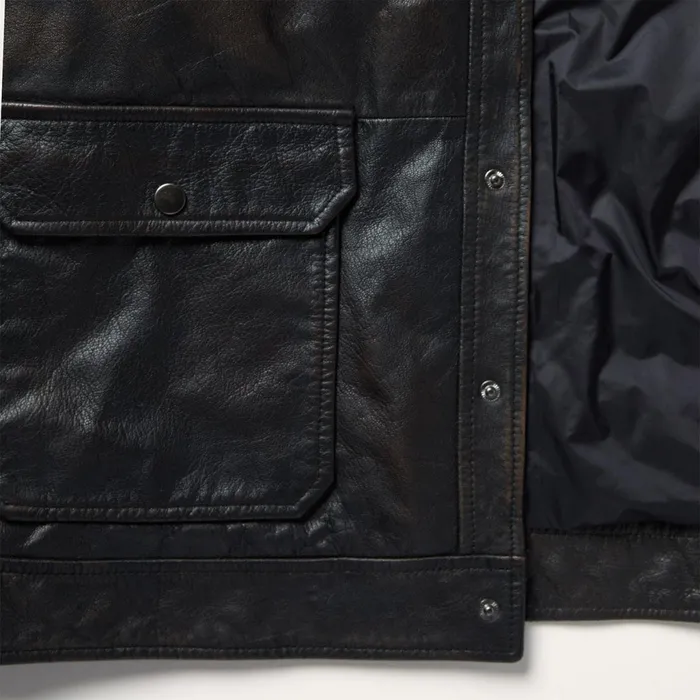 Stetson Jackets Men Snap Front Leather Jacket Brown