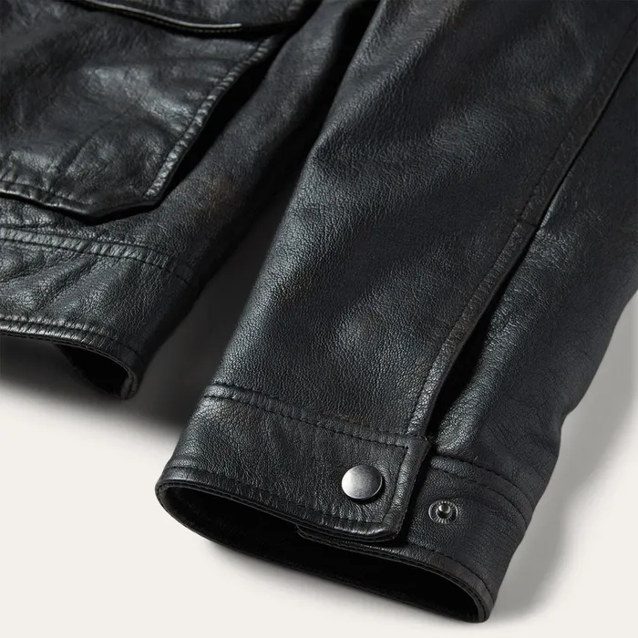 Stetson Jackets Men Snap Front Leather Jacket Brown