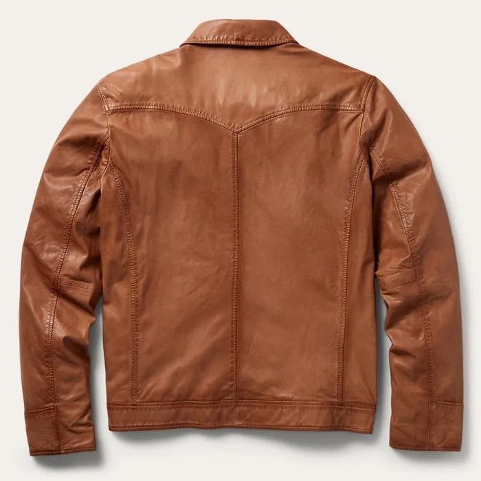 Stetson Jackets Men ZipFront Lightweight Leather Jacket Brown