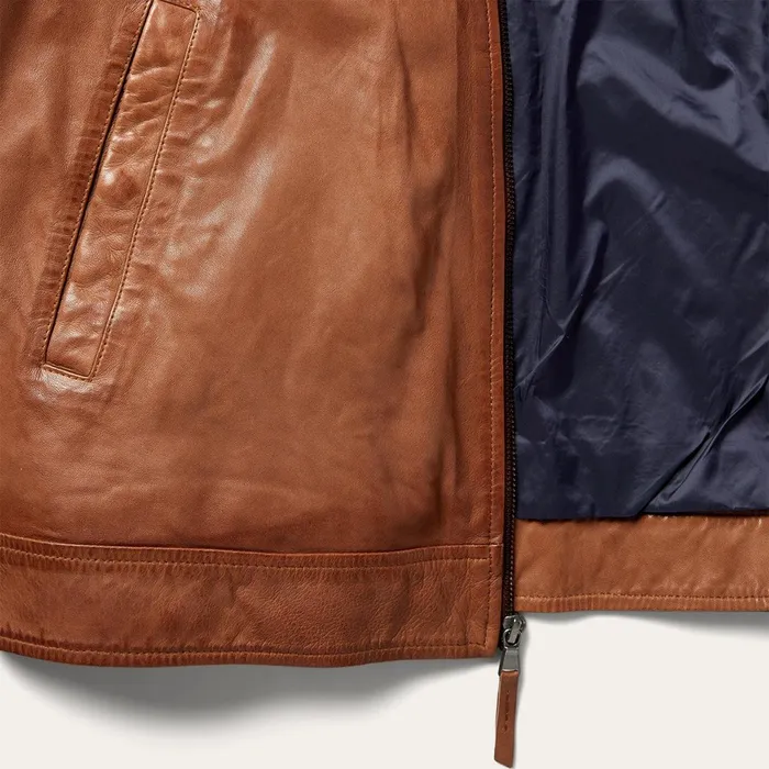 Stetson Jackets Men ZipFront Lightweight Leather Jacket Brown