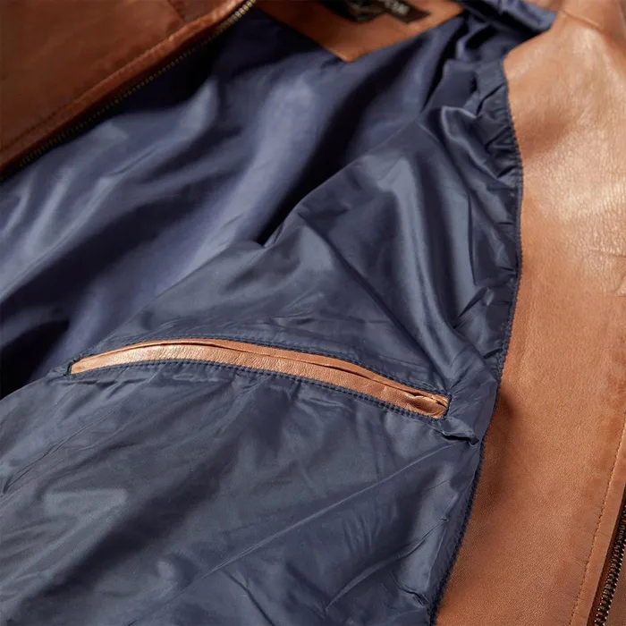 Stetson Jackets Men ZipFront Lightweight Leather Jacket Brown