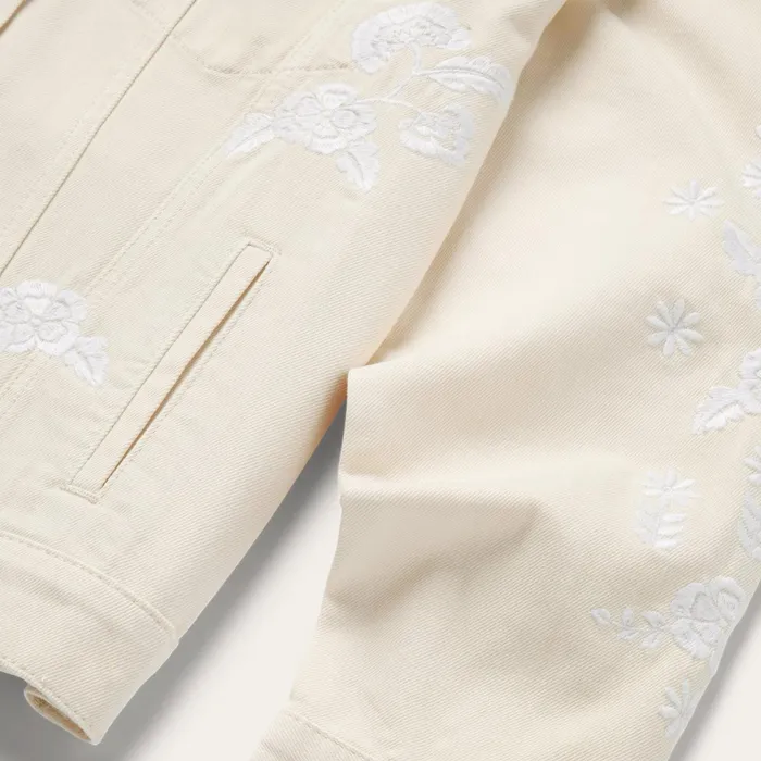 Stetson Jackets Women Embroidered Cream Denim Jacket White