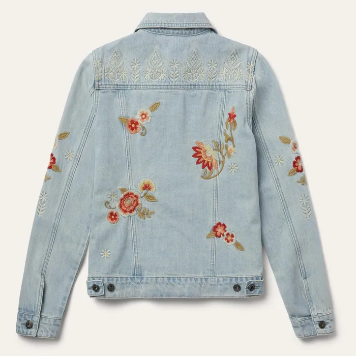 Stetson Jackets Women Embroidered Denim Jacket Blue