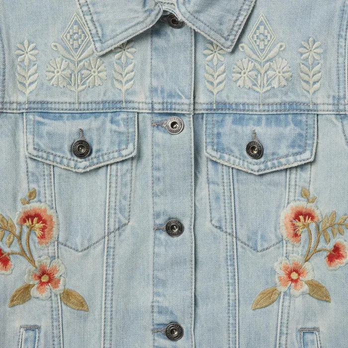Stetson Jackets Women Embroidered Denim Jacket Blue
