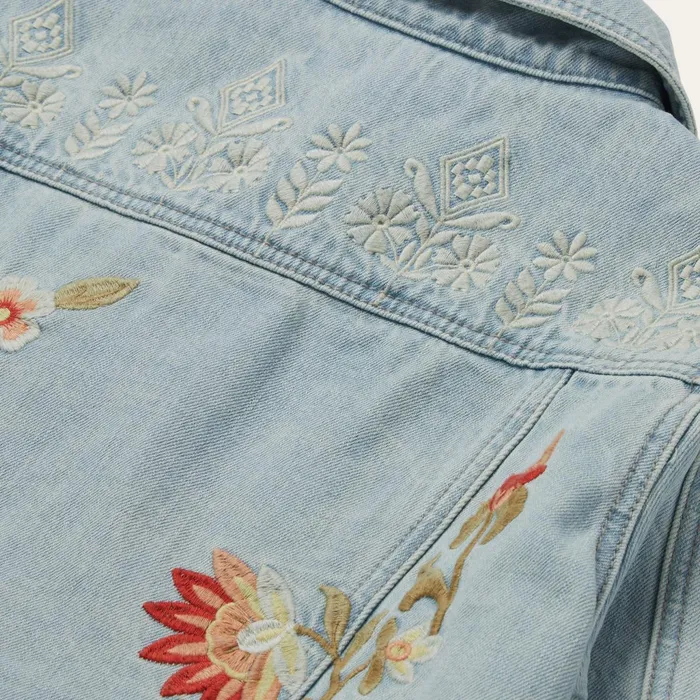 Stetson Jackets Women Embroidered Denim Jacket Blue