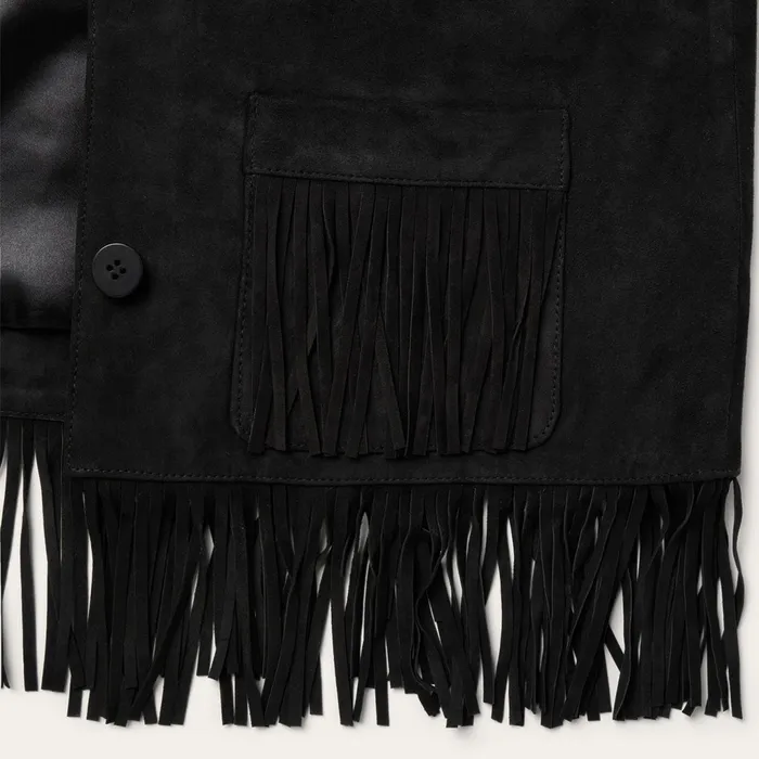 Stetson Jackets Women Fringe Suede Jacket Black