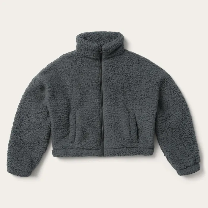Stetson Jackets Women Fuzzy Teddy Bear Fleece Jacket Grey