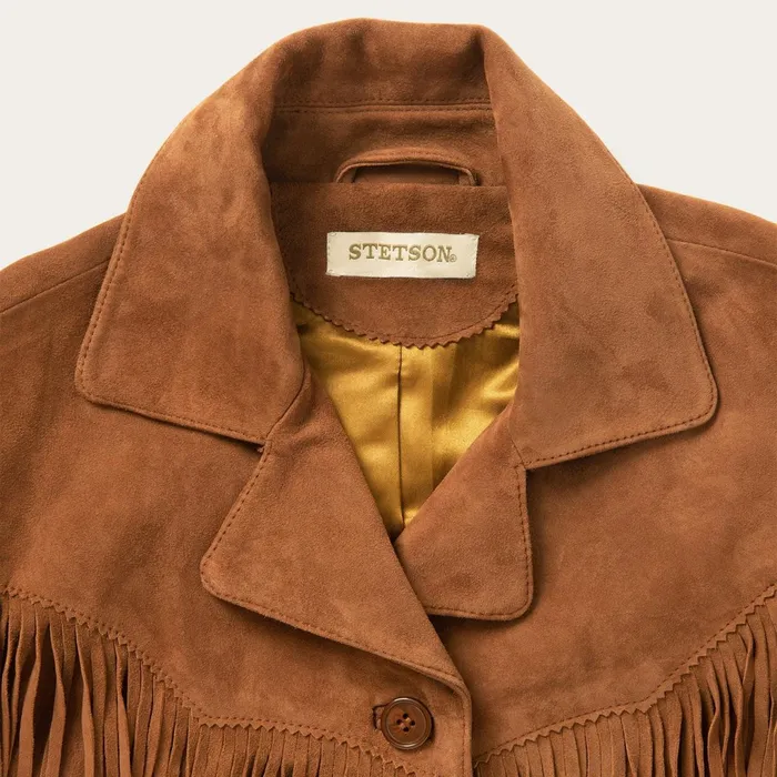 Stetson Jackets Women Lamb Suede Fringed Jacket Brown