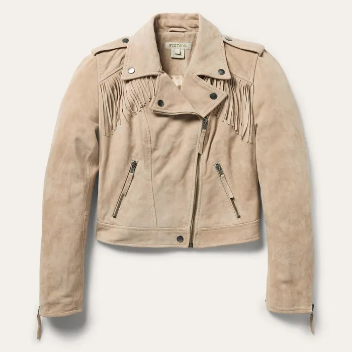 Stetson Jackets Women Premium Suede Moto Jacket Tan