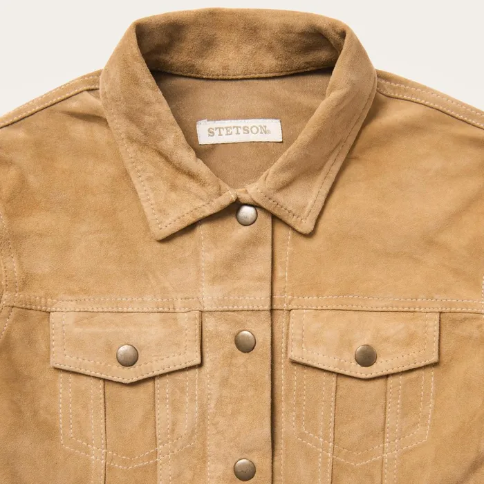 Stetson Jackets Women Suede Denim Shirt Jacket Brown