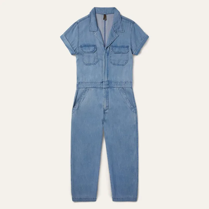 Stetson Jumpsuits Women Notch Collar Jumpsuit Blue